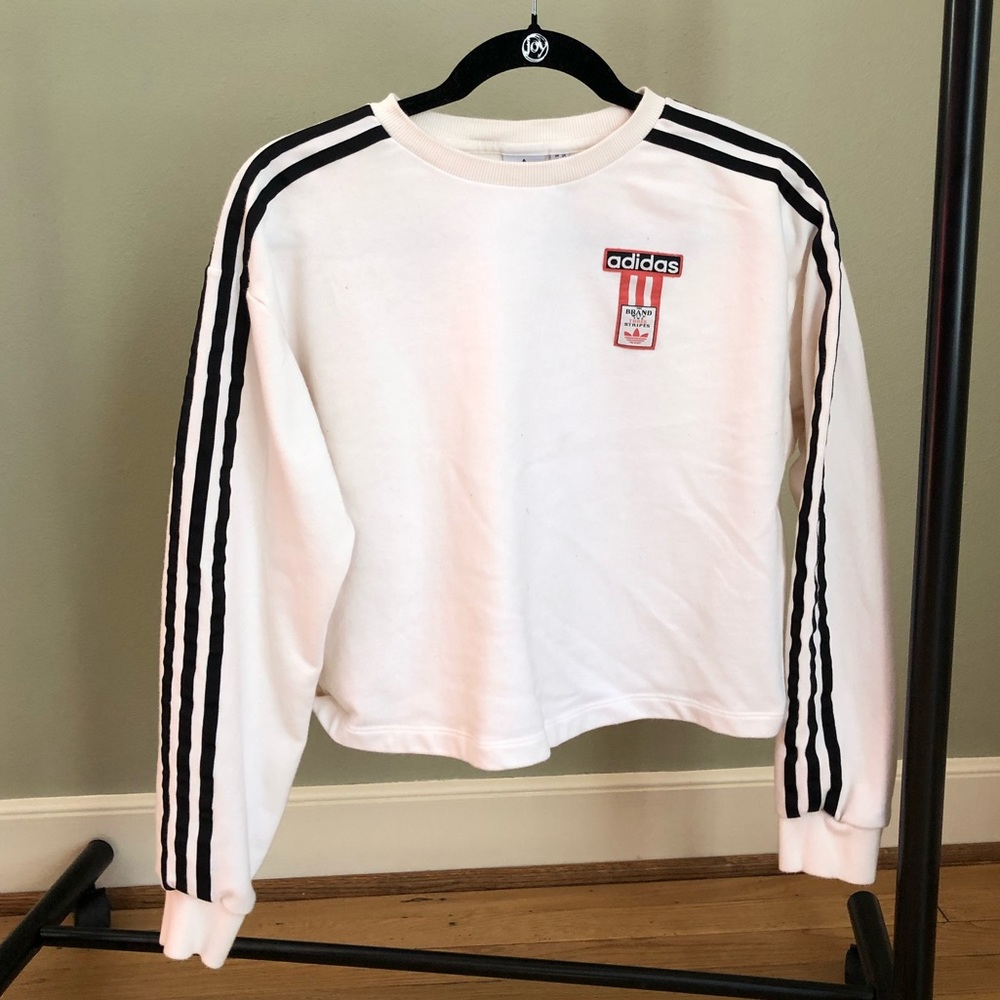 Adidas three stripes cropped crew neck